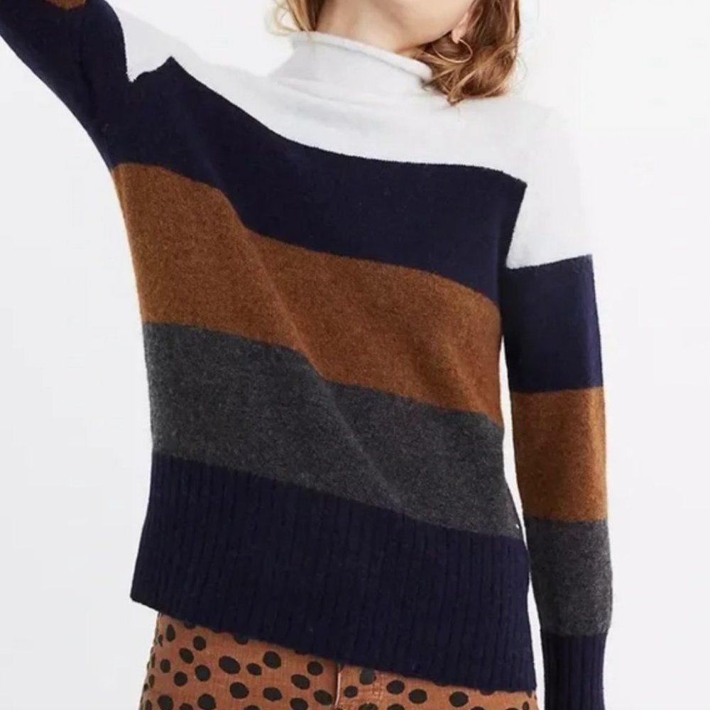 MADEWELL Inland Striped Turtleneck Sweater in Coziest Yarn {DD49}
